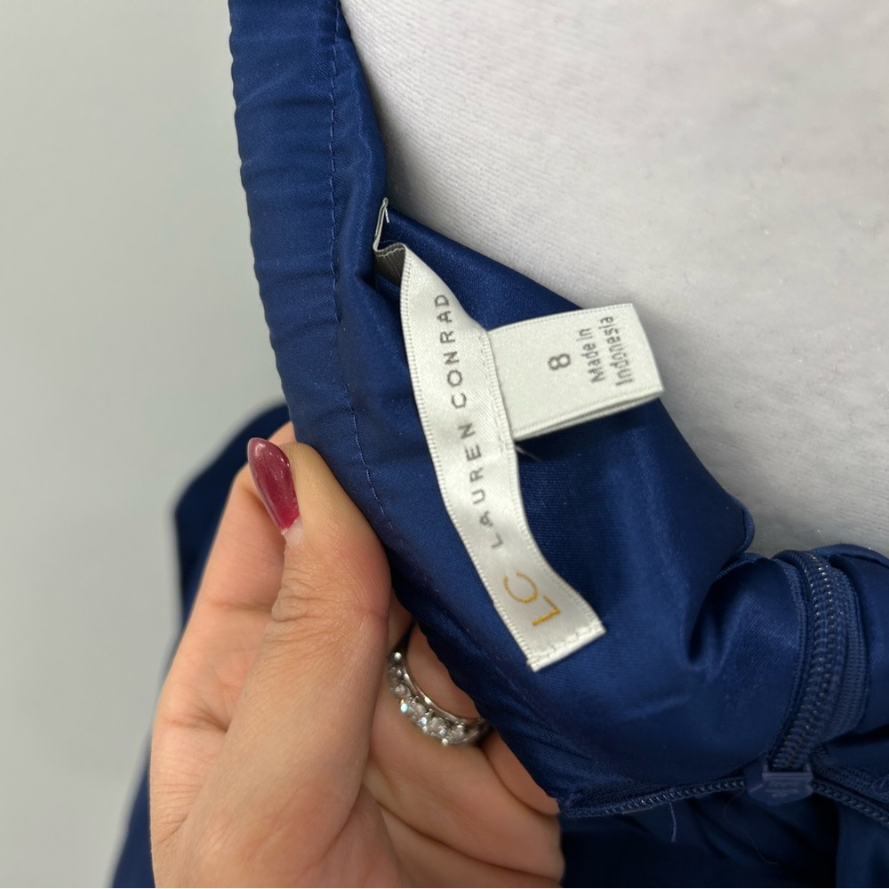 LC lauren Conrad Elegant Blue Strapless Dress with pockets size 8 - Picture 5 of 5